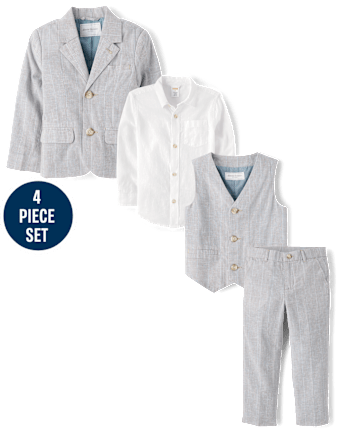 Boys Striped Linen-Blend 4-Piece Suit - Special Occasions