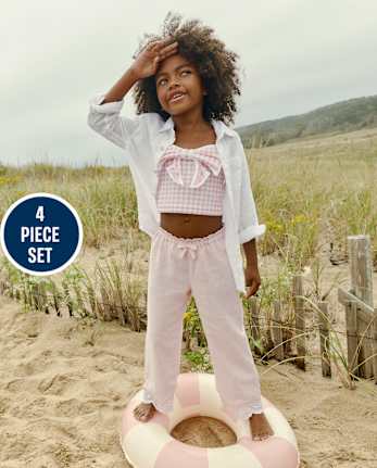 Girls Gingham 3-Piece Swim Set - Swim Shop