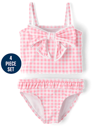 Girls Gingham 3-Piece Swim Set - Swim Shop