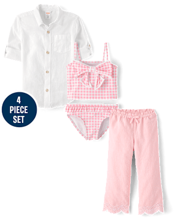 Girls Gingham 3-Piece Swim Set - Swim Shop