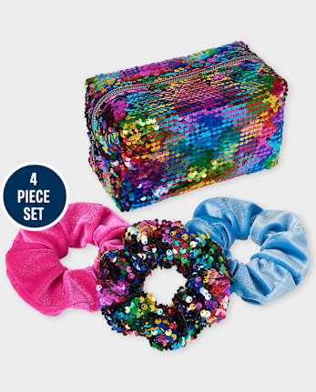 Tween Girls Sequin Hair Pouch And Scrunchie Set