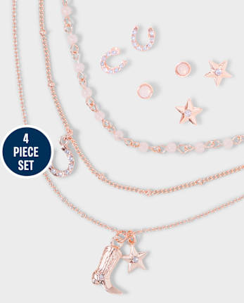 Juego de joyas de 4 piezas de vaquera para niñas Tween
