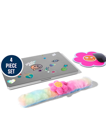 Juego de 4 accesorios para portátil con flores para niñas Tween