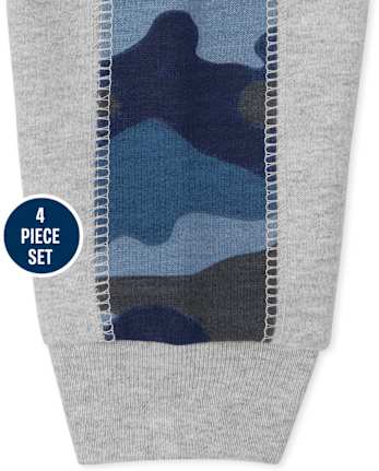 Conjunto de ropa de juego de 4 piezas de camuflaje para bebé niño