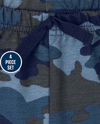 Conjunto de ropa de juego de 4 piezas de camuflaje para bebé niño