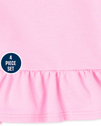 Ensemble de vêtements de jeu 4 pièces en forme de cœur pour bébé fille