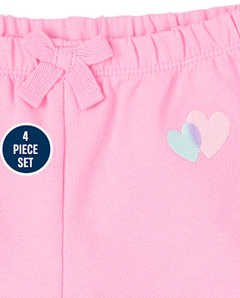 Ensemble de vêtements de jeu 4 pièces en forme de cœur pour bébé fille