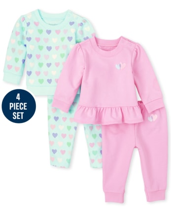 Baby Girls Heart 4-Piece Playwear Set