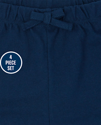 Ensemble 4 pièces licou fleuri pour petites filles