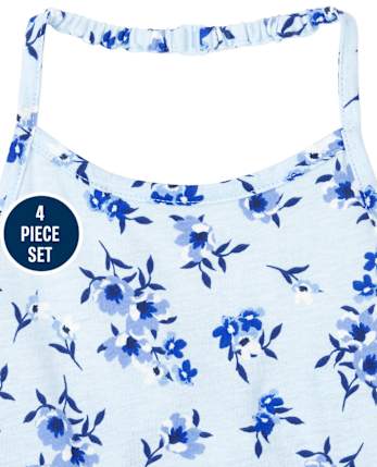 Ensemble 4 pièces licou fleuri pour petites filles