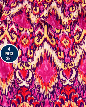 Conjunto de 4 piezas de crochet con volantes para niñas pequeñas