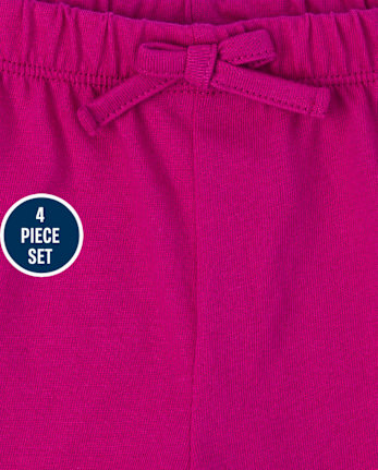 Conjunto de 4 piezas de crochet con volantes para niñas pequeñas