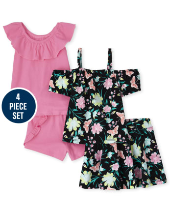 Ensemble 4 pièces papillon à volants pour petites filles