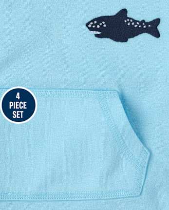 Ensemble de vêtements de jeu 4 pièces requin pour bébé garçon