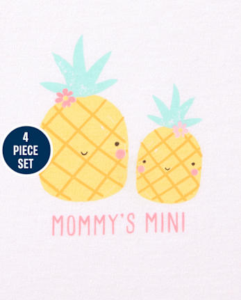 Baby Girls Pineapple 4-Piece Playwear Set