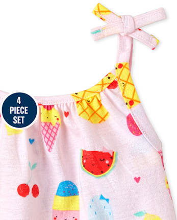 Baby Girls Pineapple 4-Piece Playwear Set