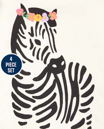 Baby Girls Zebra 4-Piece Playwear Set