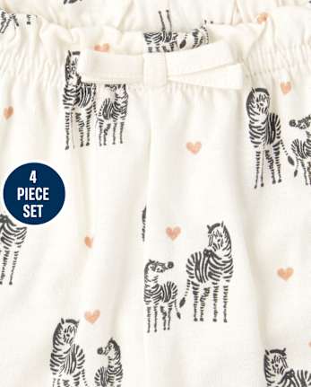 Baby Girls Zebra 4-Piece Playwear Set