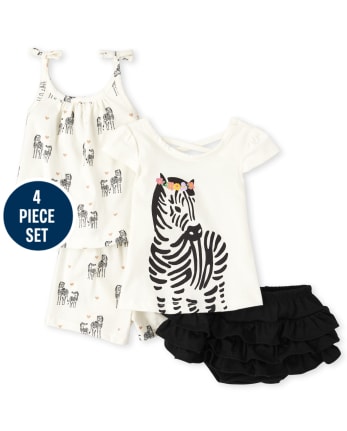 Baby Girls Zebra 4-Piece Playwear Set