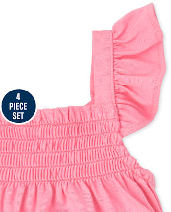 Ensemble de 4 pièces à volants tropicaux pour bébé fille