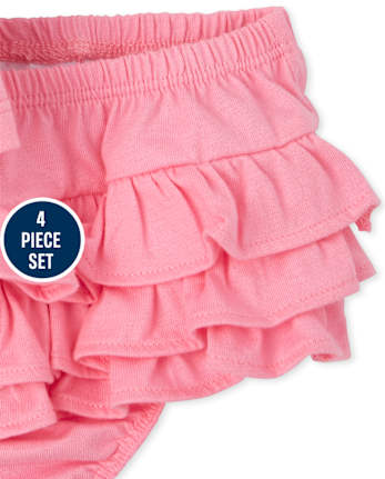 Ensemble de 4 pièces à volants tropicaux pour bébé fille