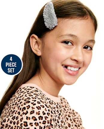 Girls Faux Fur 4-Piece Hair Set