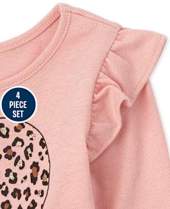 Toddler Girls Leopard Ruffle 4-Piece Set