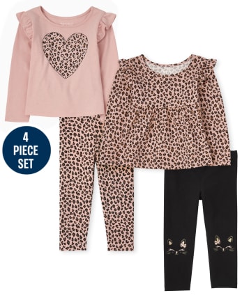 Toddler Girls Leopard Ruffle 4-Piece Set