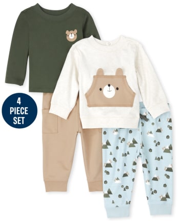 Baby Boys Bear 4-Piece Playwear Set