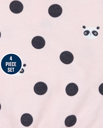Baby Girls Panda 4-Piece Playwear Set