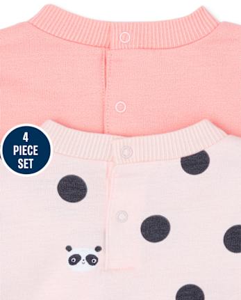 Baby Girls Panda 4-Piece Playwear Set