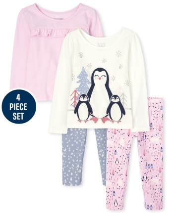 Toddler Girls Penguin 4-Piece Set