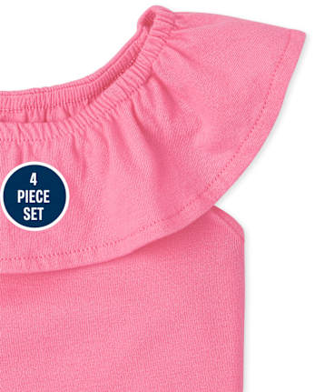 Toddler Girls Floral Flutter Tank Top 4-Piece Set