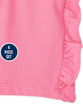 Toddler Girls Floral Flutter Tank Top 4-Piece Set