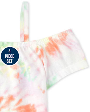 Toddler Girls Tie Front Tank Top 4-Piece Set