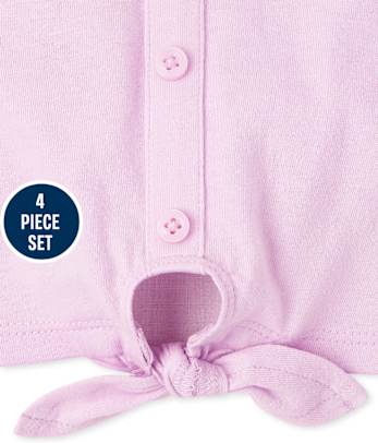 Toddler Girls Tie Front Tank Top 4-Piece Set