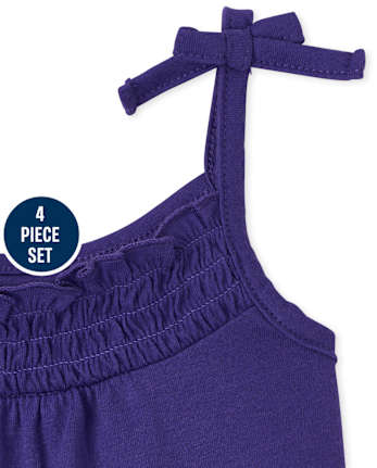 Toddler Girls Ruffle Tank Top 4-Piece Set