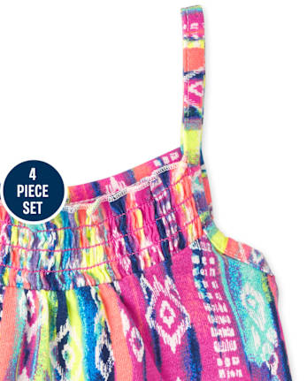 Toddler Girls Ruffle Tank Top 4-Piece Set