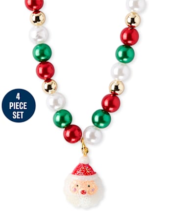 Conjunto de joyería Niña Navidad Papá Noel 4 piezas