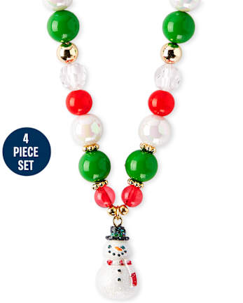 Girls Christmas Snowman 4-Piece Jewelry Set