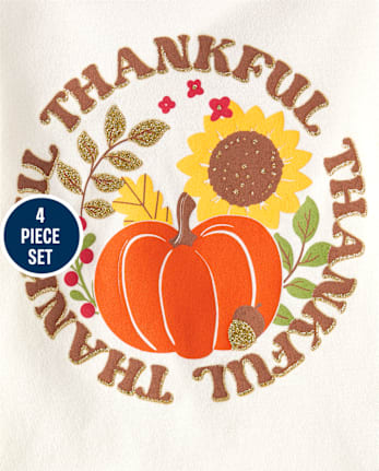 Conjunto de 4 piezas Thankful para niñas pequeñas