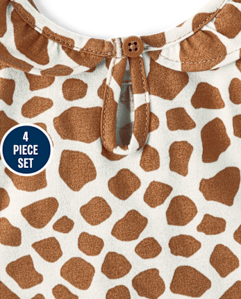 Baby Girls Giraffe 4-Piece Playwear Set