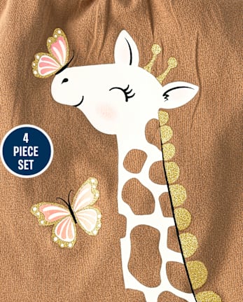 Baby Girls Giraffe 4-Piece Playwear Set