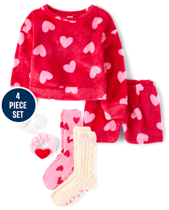 Girls Heart Bow 4-Piece Accessory Set