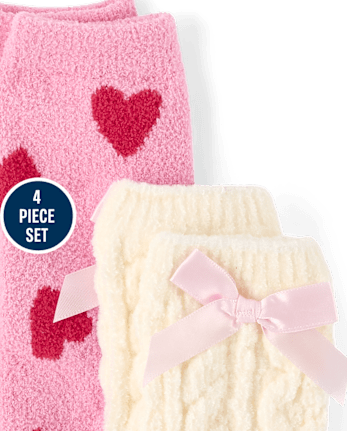 Girls Heart Bow 4-Piece Accessory Set