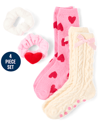 Girls Heart Bow 4-Piece Accessory Set