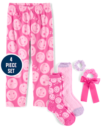 Ensemble d'accessoires 4 pièces pour filles avec nœud Happy Face