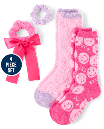 Girls Happy Face Bow 4-Piece Accessory Set