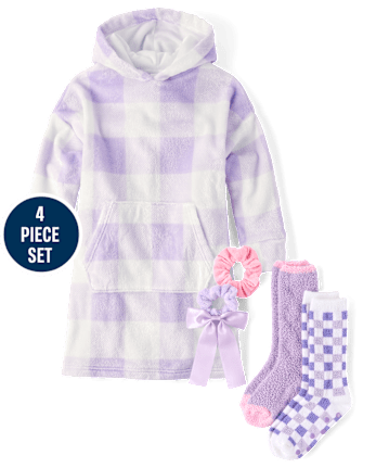 Ensemble d'accessoires à carreaux pour filles, 4 pièces
