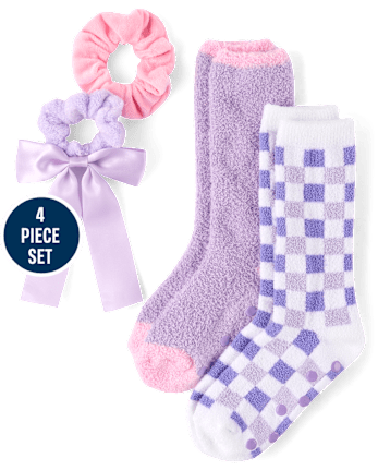 Girls Checkered 4-Piece Accessory Set